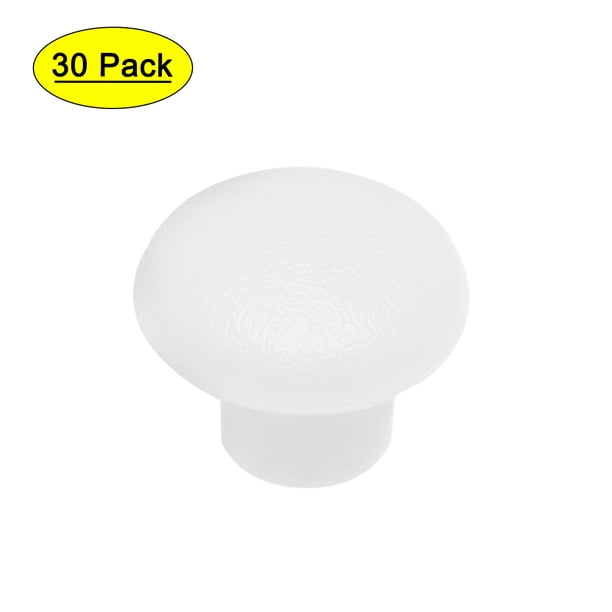 Uxcell 0.2'' Cubierta de tapa de tornillo tapón de agujero de bloqueo tipo botón plano plástico blanco 30pcs