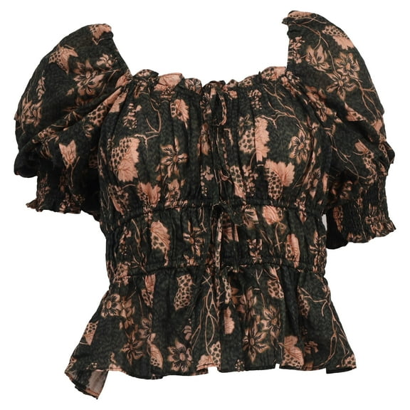 Pre-Owned Ulla Johnson Printed gathered Blouse in Black Cotton