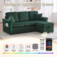 thumbnail image 6 of Noble House Elena 4-Seater L-Shaped Corduroy Sectional Sofa with Pull-Out Storage, Ottoman for Living Room, Emerald, 6 of 12