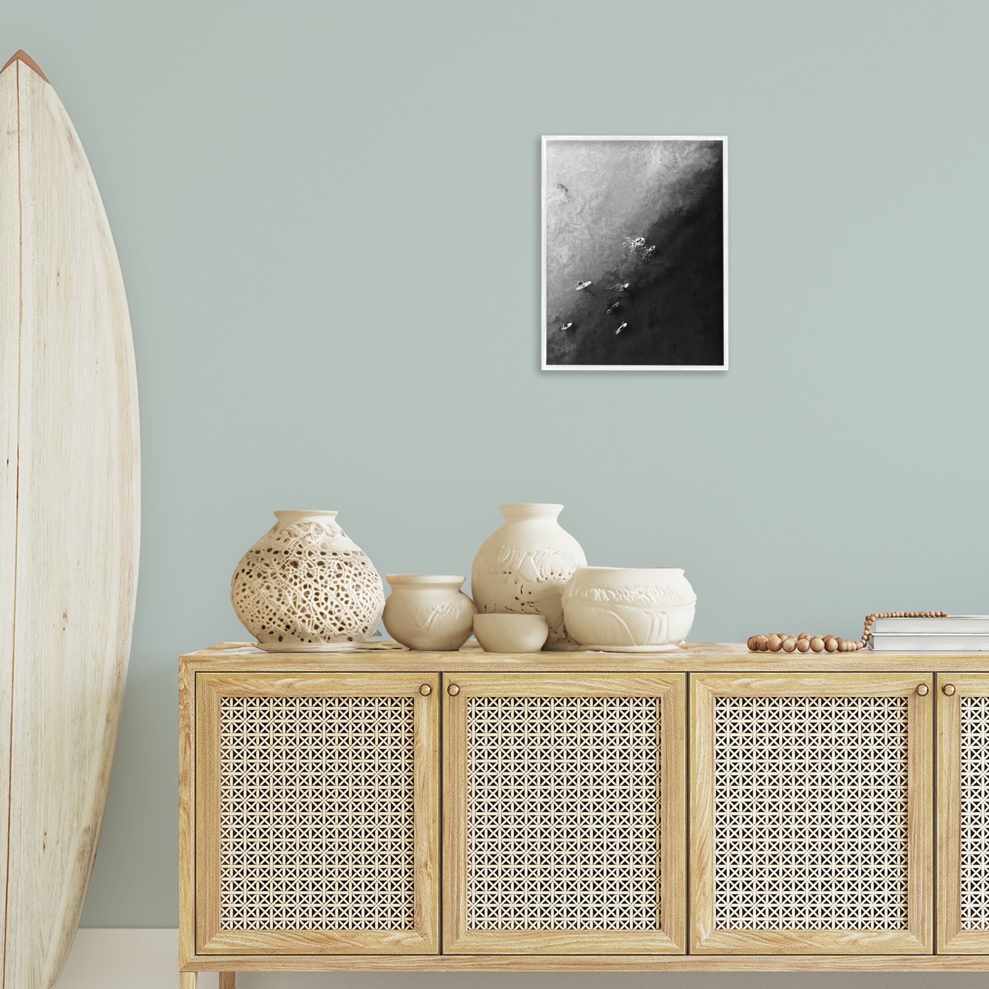 Stupell Industries Aerial Paddling Surfboards Sports Photography White Framed Art Print Wall Art, 16 x 20