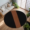 thumbnail image 3 of 6Ft Round Rug, Black Brown Non-Skid Rubber Backing Large Area Rugs - Living Room Bedroom Home Office, Contemporary Boho Modern Art Indoor Floor Mat Carpets Washable Rug, 3 of 9