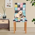 thumbnail image 4 of Yayeee 2 Pack Dining Chair Covers Stretch Parson Chairs Slipcovers Seat Protector, Gray Checkered Pattern, 4 of 6