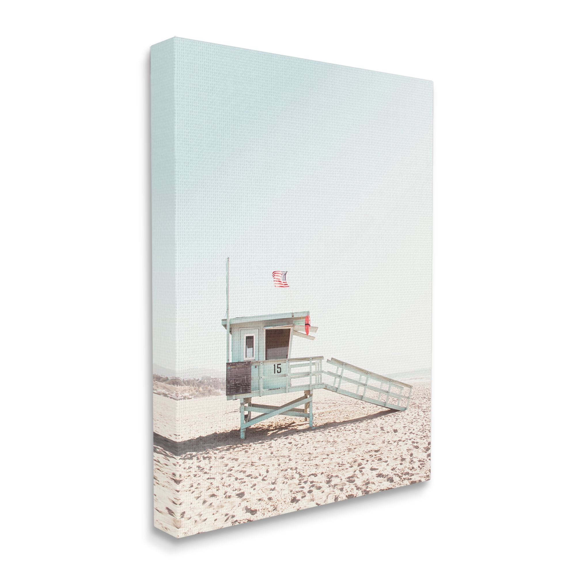 Stupell Industries Lifeguard Hut Photography Nature Photography Gallery Wrapped Canvas Print Wall Art, 36 x 48