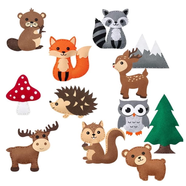 Qarigey Kit de costura de fieltro manualidades de bricolaje arte de costura educativo dinosaurio artesanal Disfraces de disfraces Animales del bosque