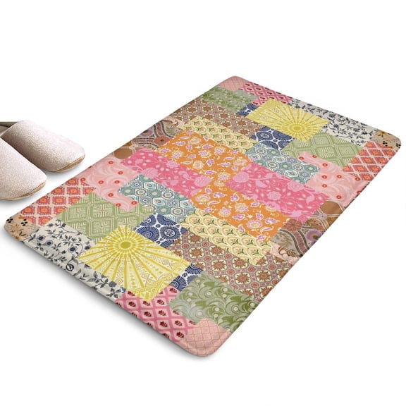 Pioneer Flower Floral Print Flannel Non Slip Door Rugs,Washable Door Mats Indoor,Decorative Door Mats,Dirt-Resistant and Absorbent Doormat for Entrance,Bedroom,Kitchen,Bathroom,23.5"x16"