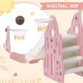 thumbnail image 6 of 4 in 1 Toddler Slide and Swing Set, Kids Play Climber Slide Playset with Safety Belt, Basketball Hoop, Long Slide, Rocket Themed Slide,Kids Playground Climber Slide for Indoor Outdoor (Pink&White), 6 of 8