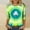 A287 Green, variant on Saint Patricks Day Outfit Women 3/4 Sleeve Tie-Dye Shamrock T-Shirt with Silver Clover Center, Green & Blue Gradient, Funny St. Patrick's Shirts