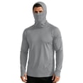 thumbnail image 2 of TKKCS Mens Sun Protection Hoodies With Mask Face- Hiking Outdoor Lightweight Casual Long Sleeve Fishing Shirts With Zipper Pockets Dark Gray Size XL, 2 of 9