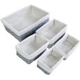 thumbnail image 1 of Nesting Basket - 5-Piece Utility Storage Baskets, Light Gray Wicker Decorative Organizing Baskets, Baskets Shelves for Kitchen, Bathroom Bedroom - 2 Small, 2 Medium, 1 Large, 1 of 6