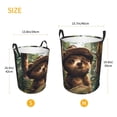 thumbnail image 3 of Balery Jungle Hat Bear Cesta de ropa redonda con asas, impermeable, independiente, para ropa, juguetes, dormitorio y familia-Small, 3 of 6