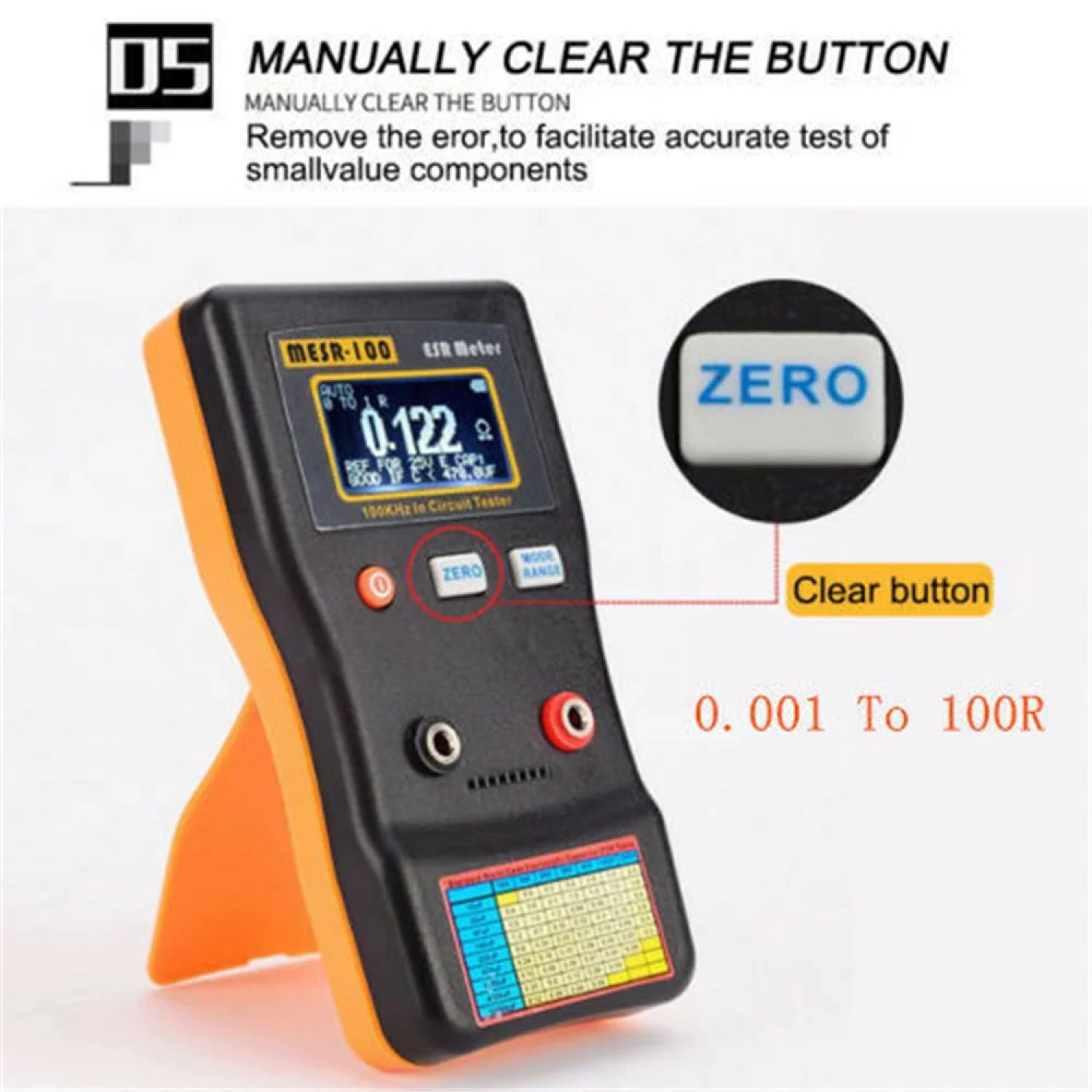 MESR-100 ESR Meter Auto-ranging Capacitor Tester 0.001-100Ω