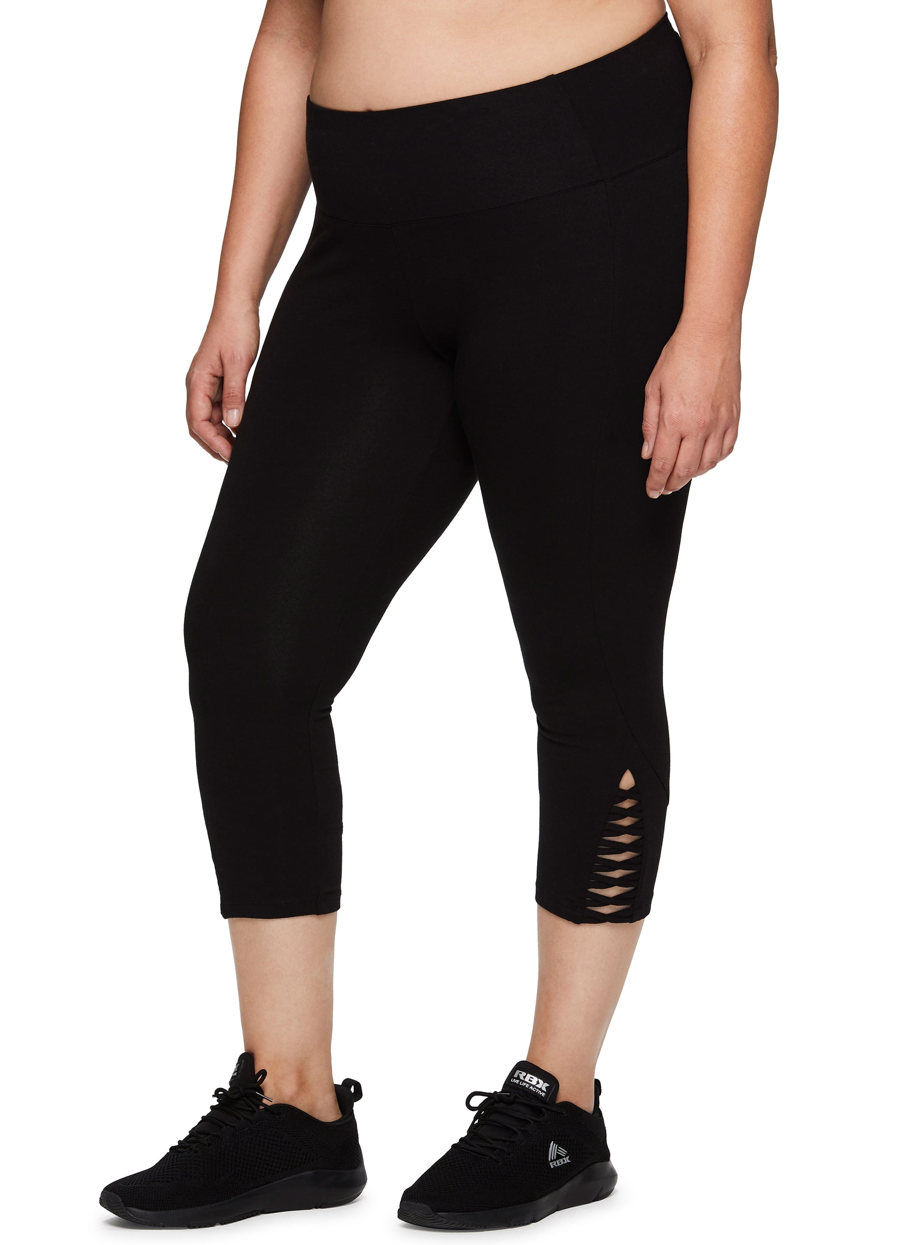 RBX - RBX Active Women's Plus Size Strappy Leg Cotton Spandex Capri ...