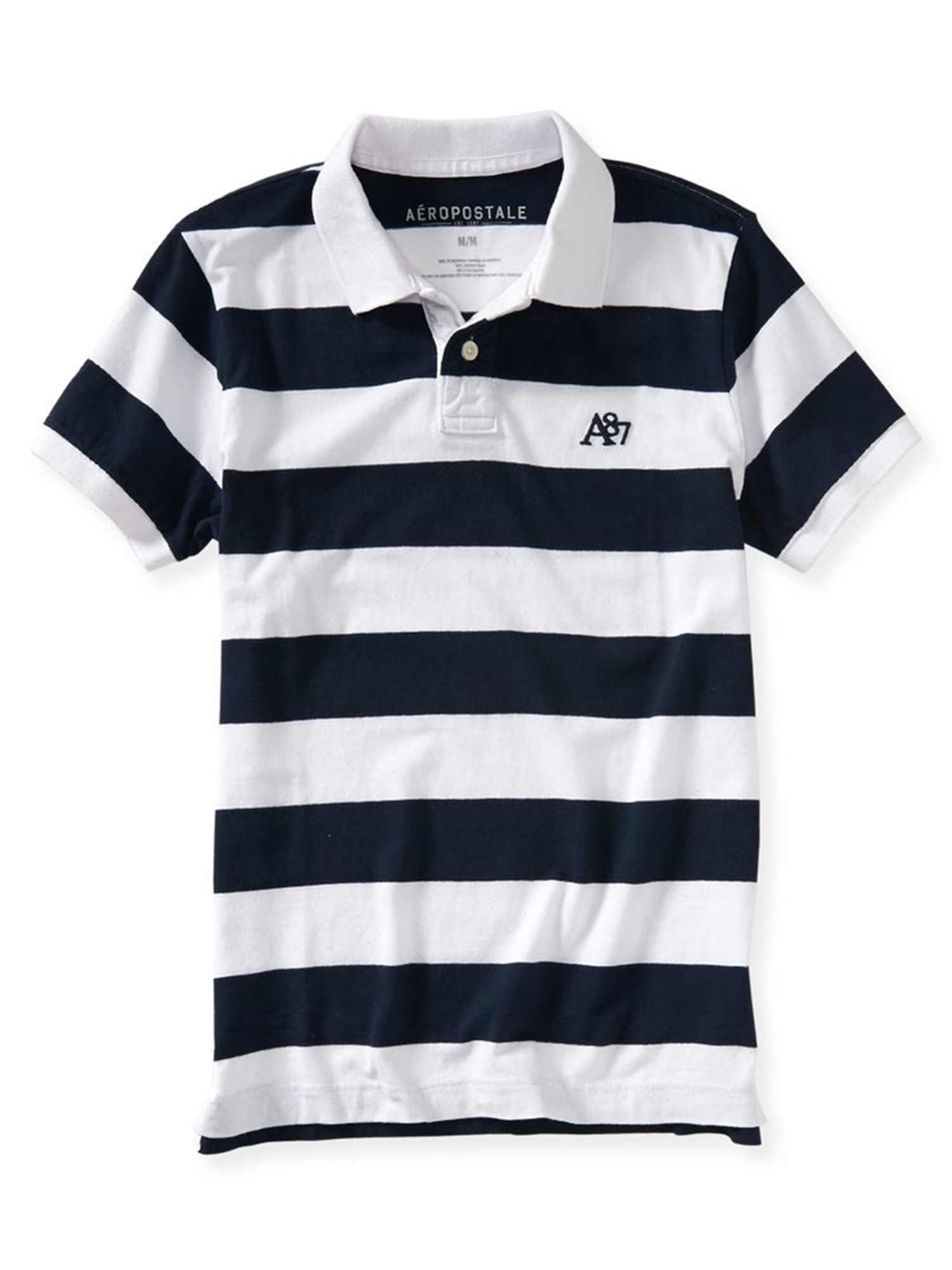 Aeropostale Mens Striped A87 Rugby Polo 