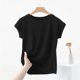 thumbnail image 5 of mfyjkho Tops Para Hacer Ejercicio, Camiseta Informal De Manga Corta De Color Liso Para Mujer, Camiseta De Cuello Redondo, Blusas Para El Hogar Tops Para Hacer Ejercicio Para Mujer M, 5 of 5