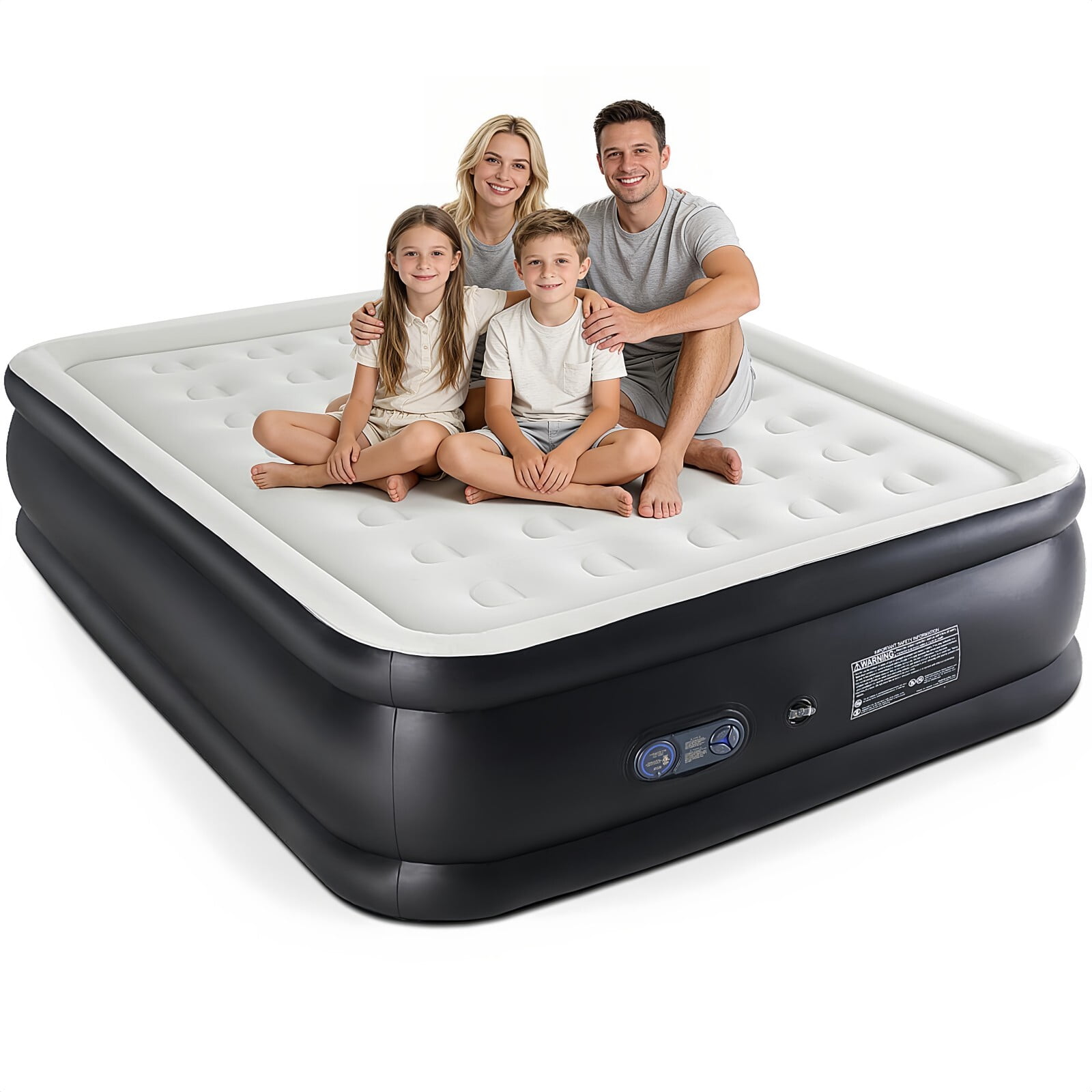 Kelno Air Mattress with Built-in Pump 16" Queen Airbed Quick Inflate Deflate with Non-Slip Bottom for Home Guest Camping