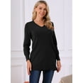 thumbnail image 5 of DARING DIVA V Neck Long Sleeve Chunky Knit Pullover Sweater S Black, 5 of 8