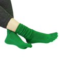 thumbnail image 1 of Women Autumn Five Finger Long Tube Socks Simple Solid Color Soft Casual Breathable Toe Separated Cotton Hosiery Deep Green, 1 of 6