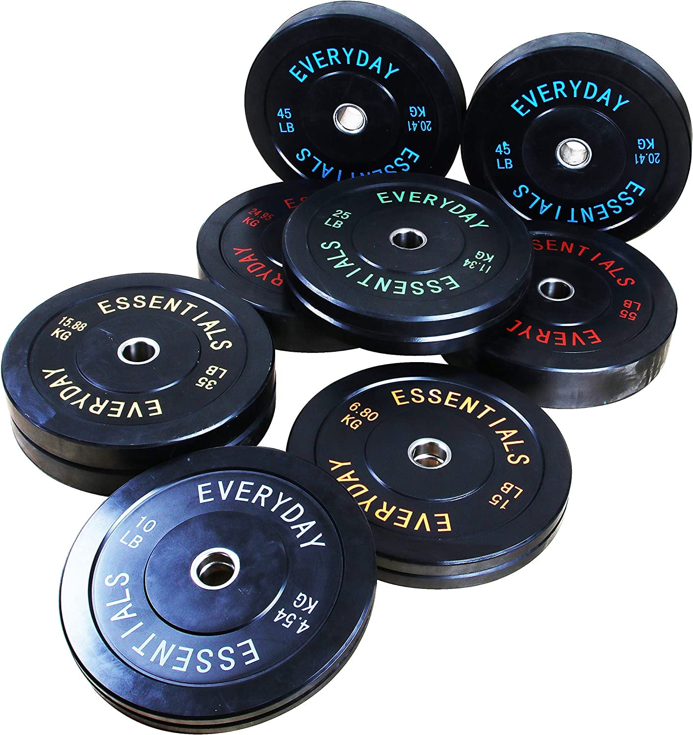 BalanceFrom Olympic Bumper Plate Weight Plate with Steel Hub, Black, 260 lbs Set