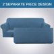 thumbnail image 3 of Funda para sofá de dos plazas de jacquard de gran elasticidad de 2 piezas/fundas para muebles para sofá de dos plazas con parte inferior elástica, ideal para cojín en T/cojín de caja, tela jacquard de licra, gris carbón, azul polvoriento, 3 of 5