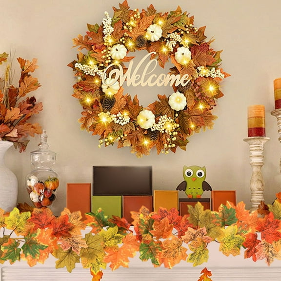 Halloween Thanksgiving Decorations Fall Decor 5.74Ft Fall Maple Leaf Clearance Hanging Vine Garland Artificial Autumn Foliage Indoor Home Halloween Christmas Party Fireplace Decorations