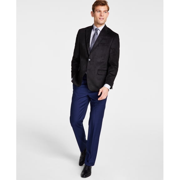Michael Kors Mens Classic fit Sport Coat Blazer 48 R Black Solid Stretch