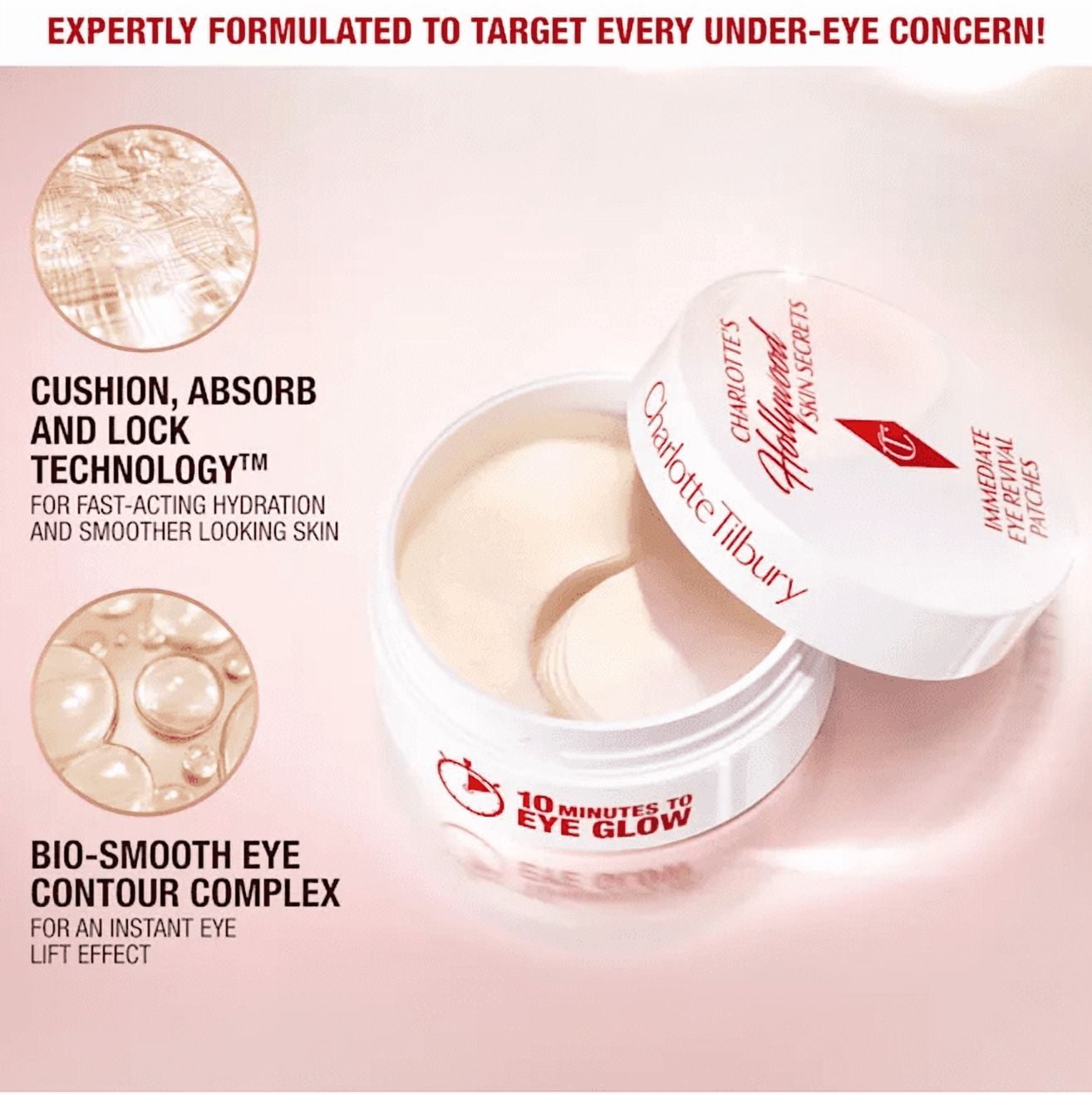 Charlotte Tilbury 10 Minutes to Glow  - Charlotte's Hollywood Skin Secrets Immediate Eye Revival Patches (60 Patches/30 Pairs)