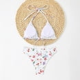 thumbnail image 7 of Minjewel Women's Sexy Checkered Floral Two-Piece Bikini, V-Neck & Hollowed-Out Design Swimsuit for Beach & Pool Party,Multicolor,L, 7 of 7