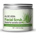 thumbnail image 1 of Exfoliante corporal, exfoliante corporal, exfoliante facial de aloe vera, hecho para piel sensible, exfoliación suave, limpia la piel, tono uniforme, 300 g, exfoliante de aloe vera, 1 of 5