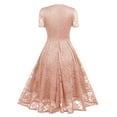thumbnail image 4 of UoCefik Womens Short Sleeve Wedding Guest Dress A-Line Lace Formal Party Cocktaill Midi Dress Prom Pink XXL, 4 of 6