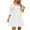 White, variant on Babysbule Dresses For Women Ladies Solid Casual Square Neck Puff 3/4 Sleeve Smocked Chest Off Shoulder Babydoll Mini Short Dress