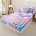 thumbnail image 2 of Homewish Ocean Mermaid Kid Zipper Twin Comforter Sets with Fitted Sheet and 2 Pillowcases, Dreamy Princess Castle Zipper Bedding Set, Stars Reversible, 4pcs, 2 of 6