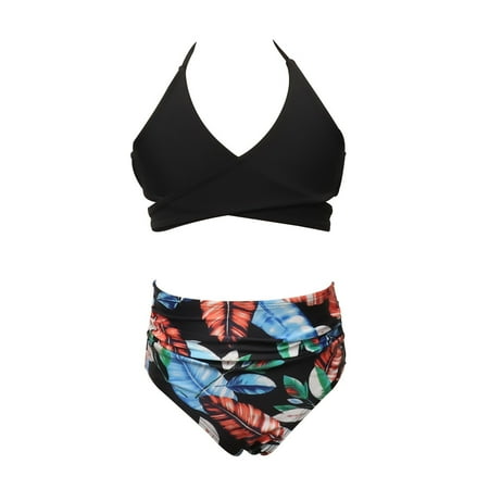 

AIMAOMI Toddler Baby Kids Little Girls Floral Print Two Pieces Halter Bandage Swimsuit Bathing Suit Beach Wear Swimwear Bikini Set 2-12Y H