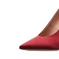 thumbnail image 3 of XYD Women Elegant Bow Pointed Closed Toe Pumps Stiletto Crystal High Heels Slip On Satin Wedding Party Dressy Shoes Size 13.5 Red, 3 of 4