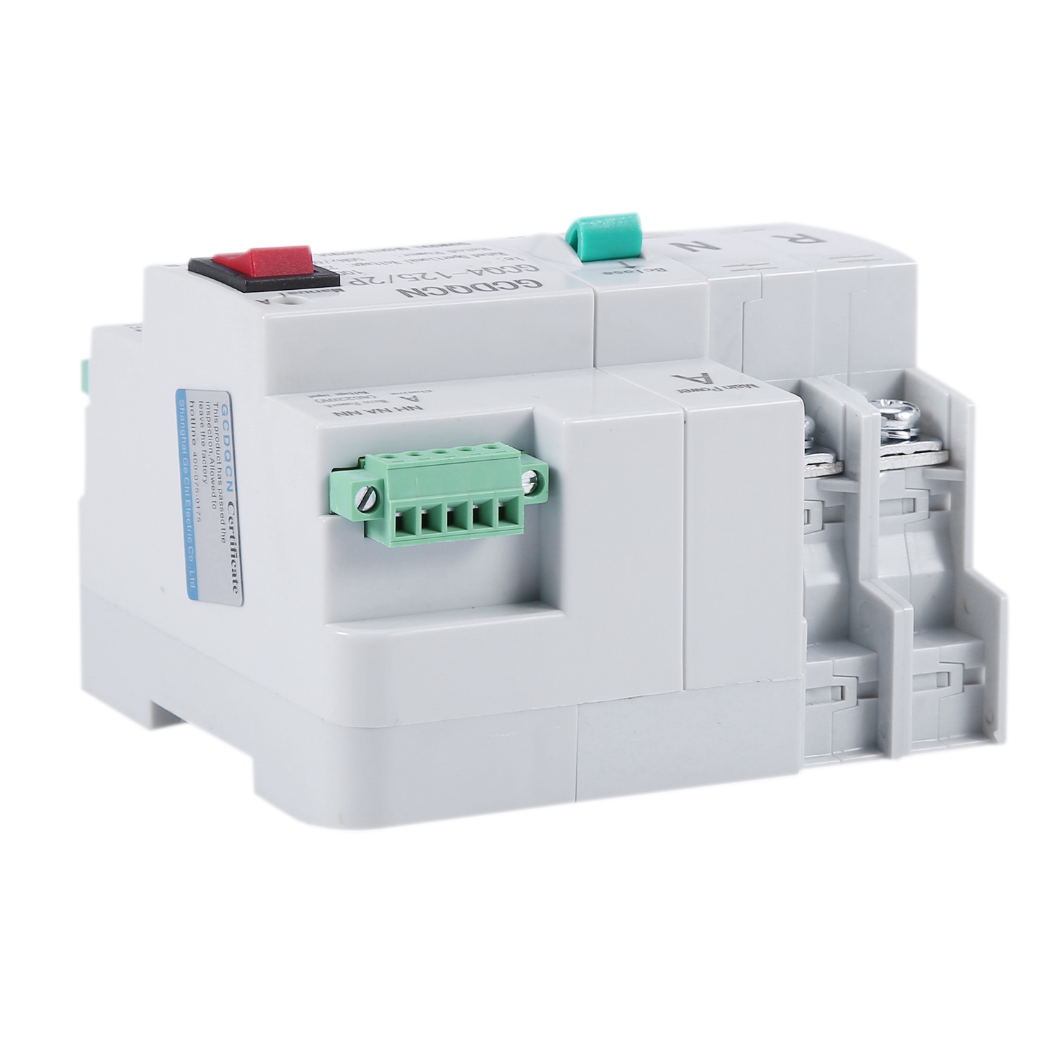 Dual-Power Automatic Transfer Switch 2P 100A Household 35mm Rail Installation,1 * Automatic Transfer Switch,white