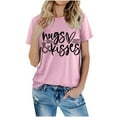 thumbnail image 4 of RKSTN Hauts pour Femmes Saint-Valentin Cœur Lettre Imprimée Mode Blouse Confortable Hauts Tempérament Couleur Unie Col Rond Manches Courtes, 4 of 5
