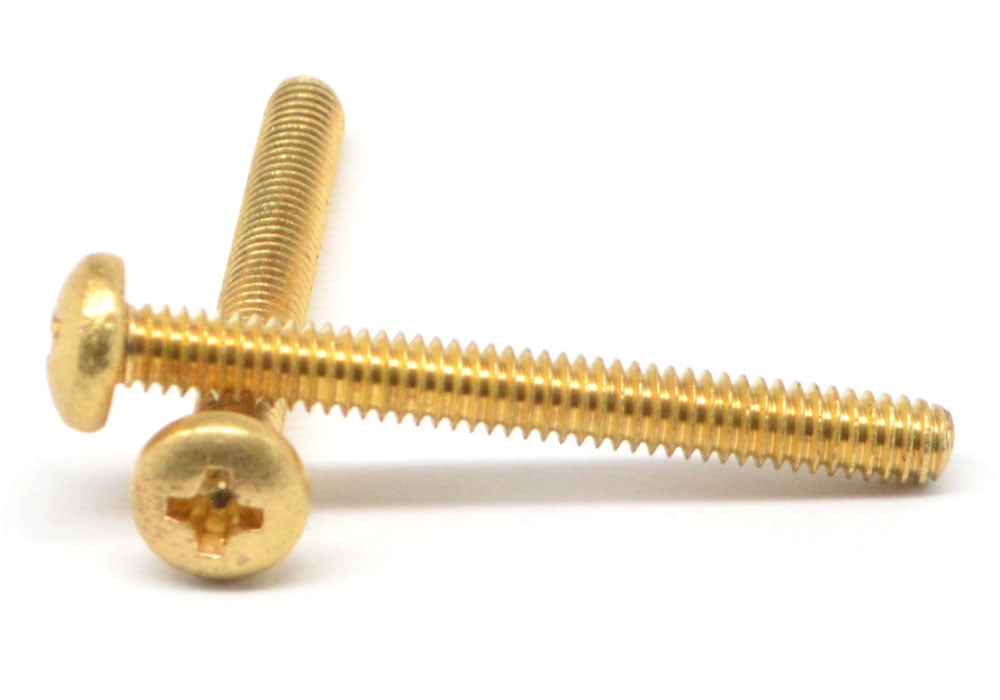 #10-32 x 3/8" Fine Thread Machine Screw Slotted Round Head Brass 