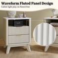 thumbnail image 6 of KeyWhat Modern Nightstand with Charging Station, Mid-Century Wood End Table Side Table for Living Room, Fluted Panel, Solid White, 6 of 8