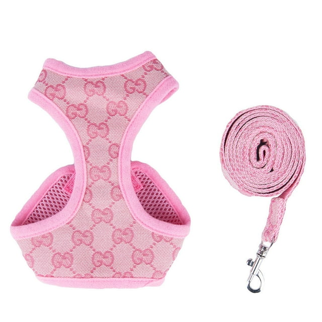 Dog Chest Harness Leash, Escape Proof Lightweight Polyester Adjustable Pet Harness Leash Simple for Cats for Training for Pets for Jogging Pink,Khaki,Brown Without Letters