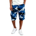 thumbnail image 5 of Men's Elastic Waist Drawstring Shorts Knee-Length Camouflage Cargo Pockets Relaxed Fit Soft Breathable Summer Bottoms for Outdoor Work and Casual Daily Wear Blue L, 5 of 6