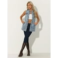 thumbnail image 3 of DARING DIVA Women's Button Down Sleeveless Pockets Mid-Long Denim Vest L Grey Blue, 3 of 6
