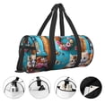 thumbnail image 3 of Fotbe Whimsical Cats and Flowers Scene Bolsa Deportiva de Lona Plegable con Estampado, Bolsa de Gimnasio con Bolsillo Seco/Húmedo, Bolsa de Viaje Ultraligera de Gran Capacidad, 3 of 6