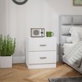 thumbnail image 2 of HOMCOM Table de Chevet avec 2 Tiroirs, Table de Nuit Moderne pour Chambre, Blanc, 2 of 10