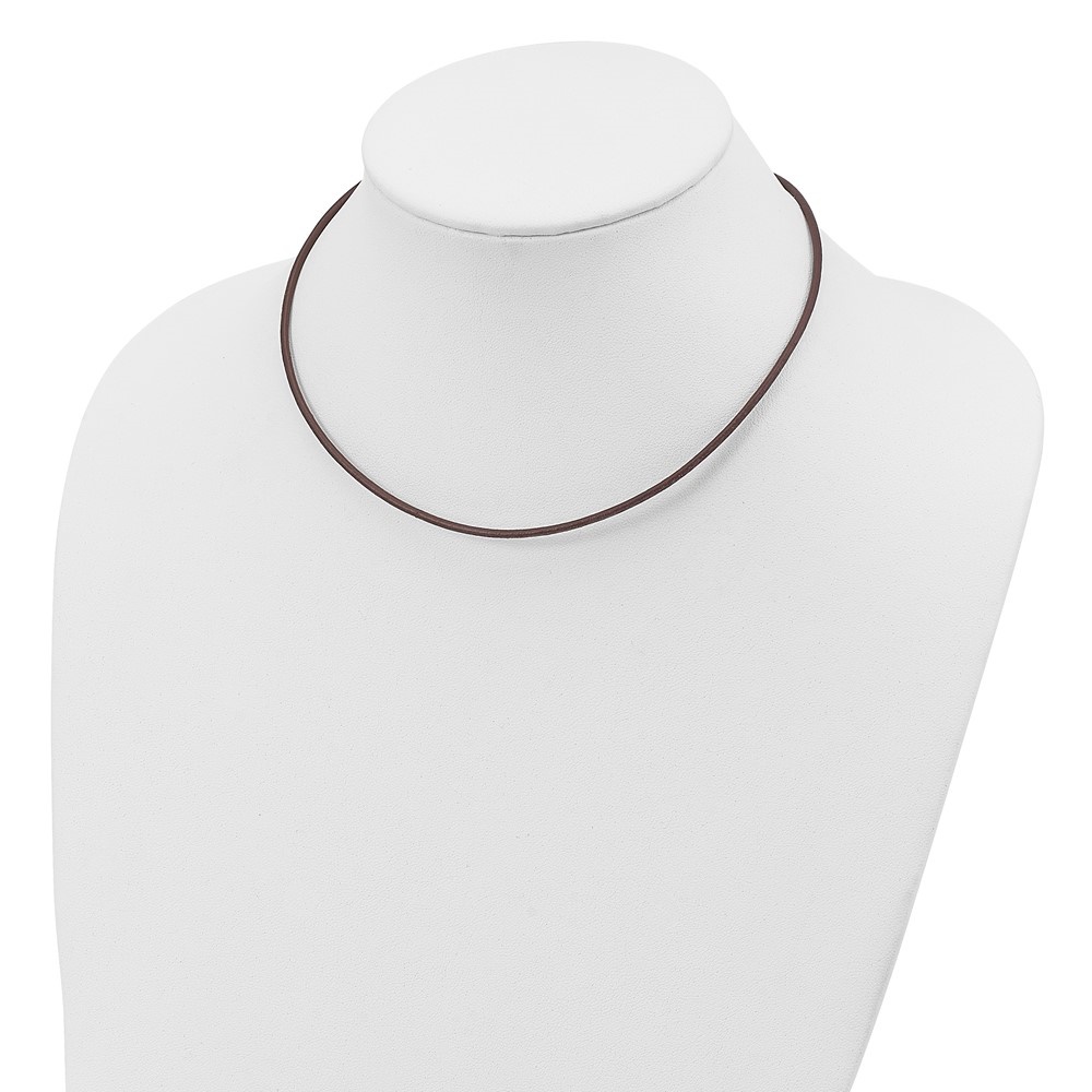 Auriga Fine Jewelry 925 Sterling Silver 2mm Brown Leather Cord Necklace 20inch for Women