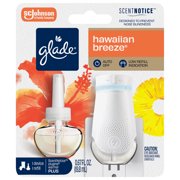 Glade PlugIns Scented Oil PLUS, Air Freshener Oil Warmer and Refill, Hawaiian Breeze®, with ScentNotice Technology