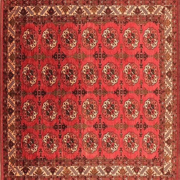 Ahgly Company Indoor Square Oriental Orange Industrial Area Rugs, 6' Square