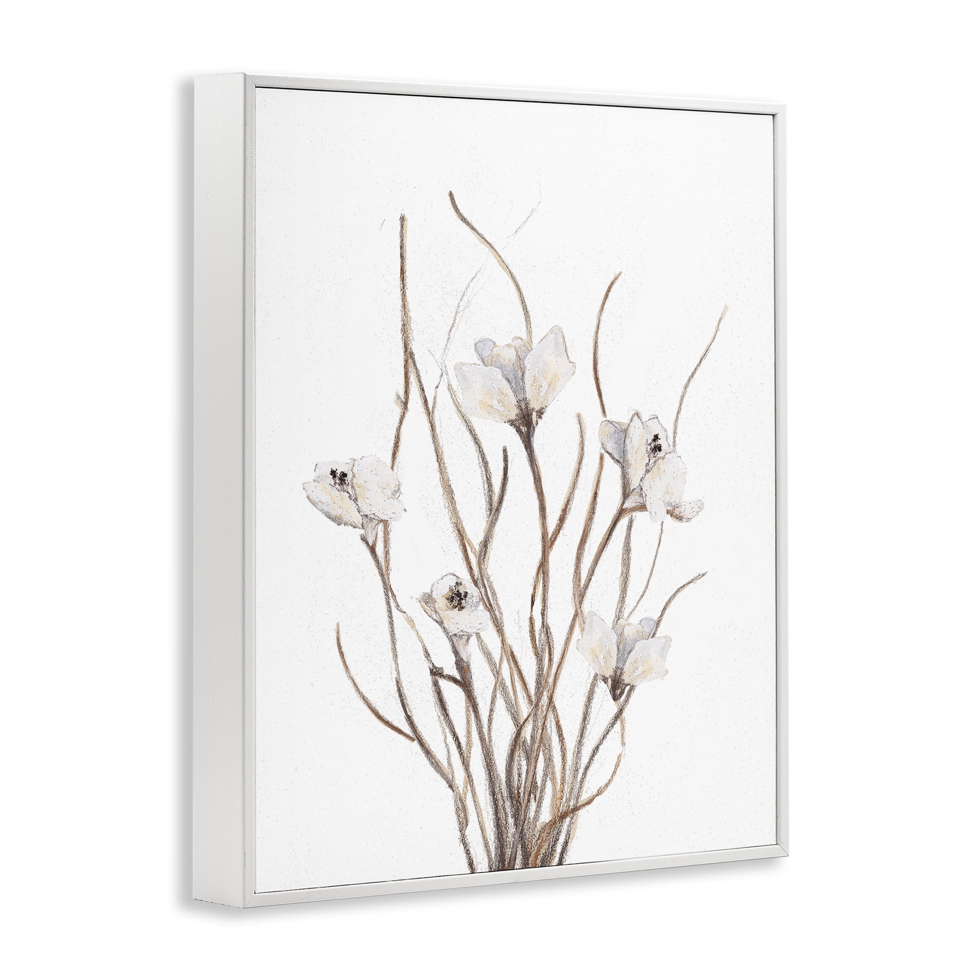 Stupell Industries Curly Floral Branches White Framed Giclee Art, design by Lanie Loreth