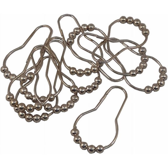 12 Pieces Stainless Steel Shower Curtain Roller Hook Rings, Chrome