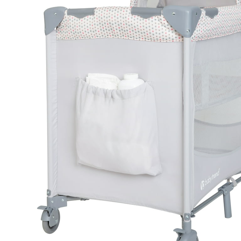 Baby Trend Mini Bag Drop Bassinet Playard Daisy Gray - Center™ with Nursery Travel and - Gray