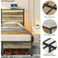 thumbnail image 6 of Bed Frame with USB Charging Station, LED Bed Frame with Wood Storage Headboard, Black Metal Platform Bed with Under Bed Storage, No Box Spring Needed, Noise Free, 6 of 14