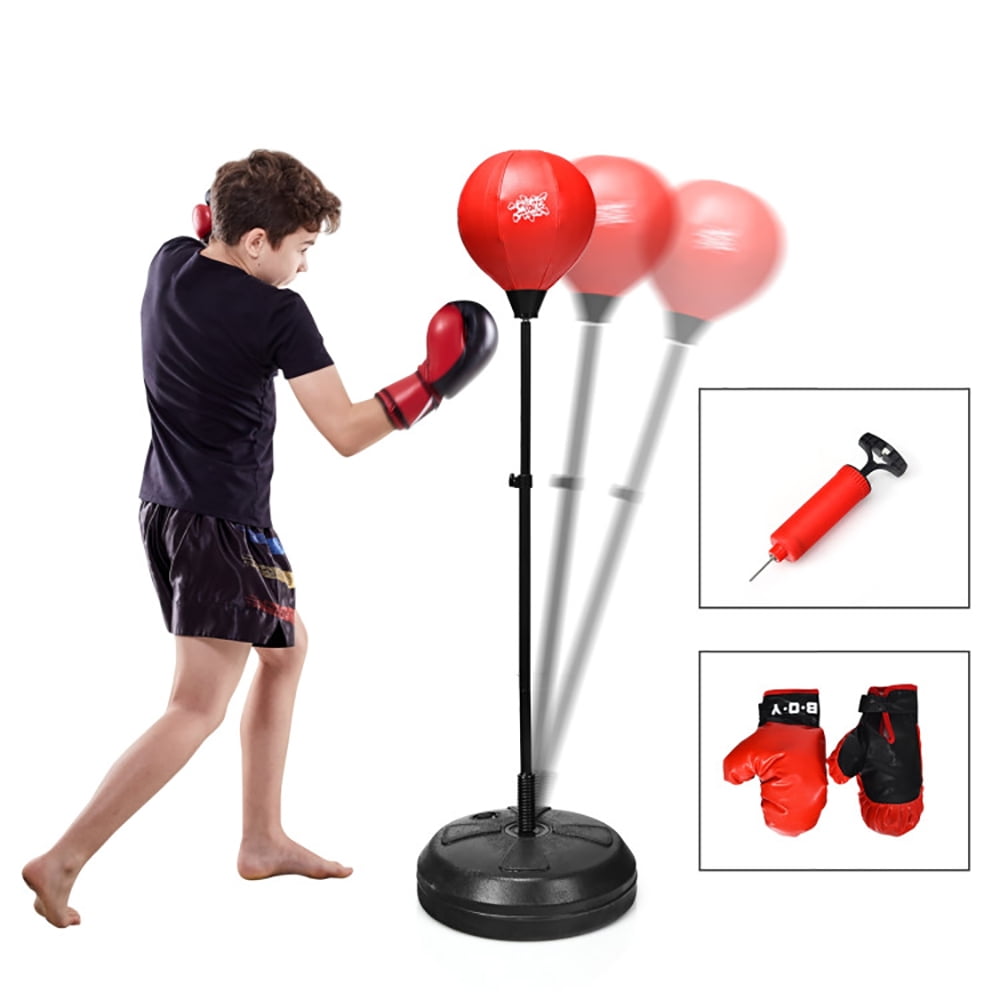 Spaco Adjustable Height Punching Bag with Stand Plus Boxing Gloves for Both Adults and Kids, Punching Bag with Stand Plus Boxing Gloves